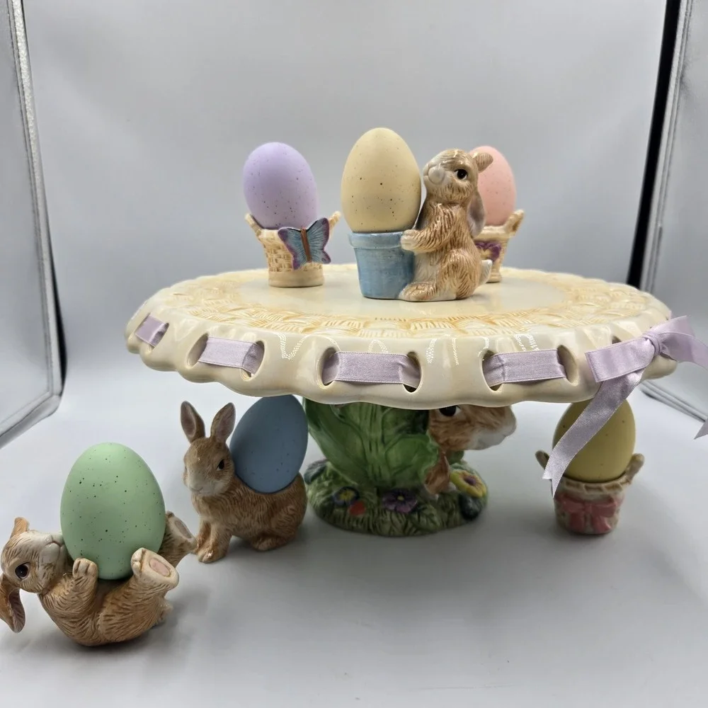 Ceramic‎ Easter Egg Display Set Pastel Speckled Decorative Egg Stand Costco